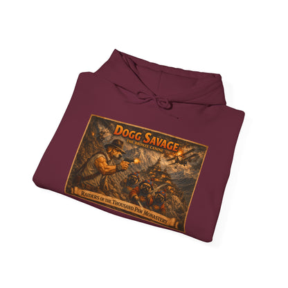 Dogg Savage Graphic Hoodie "Raiders Of The Thousand Paw Monastery" — Retro Band Logo Pullover
