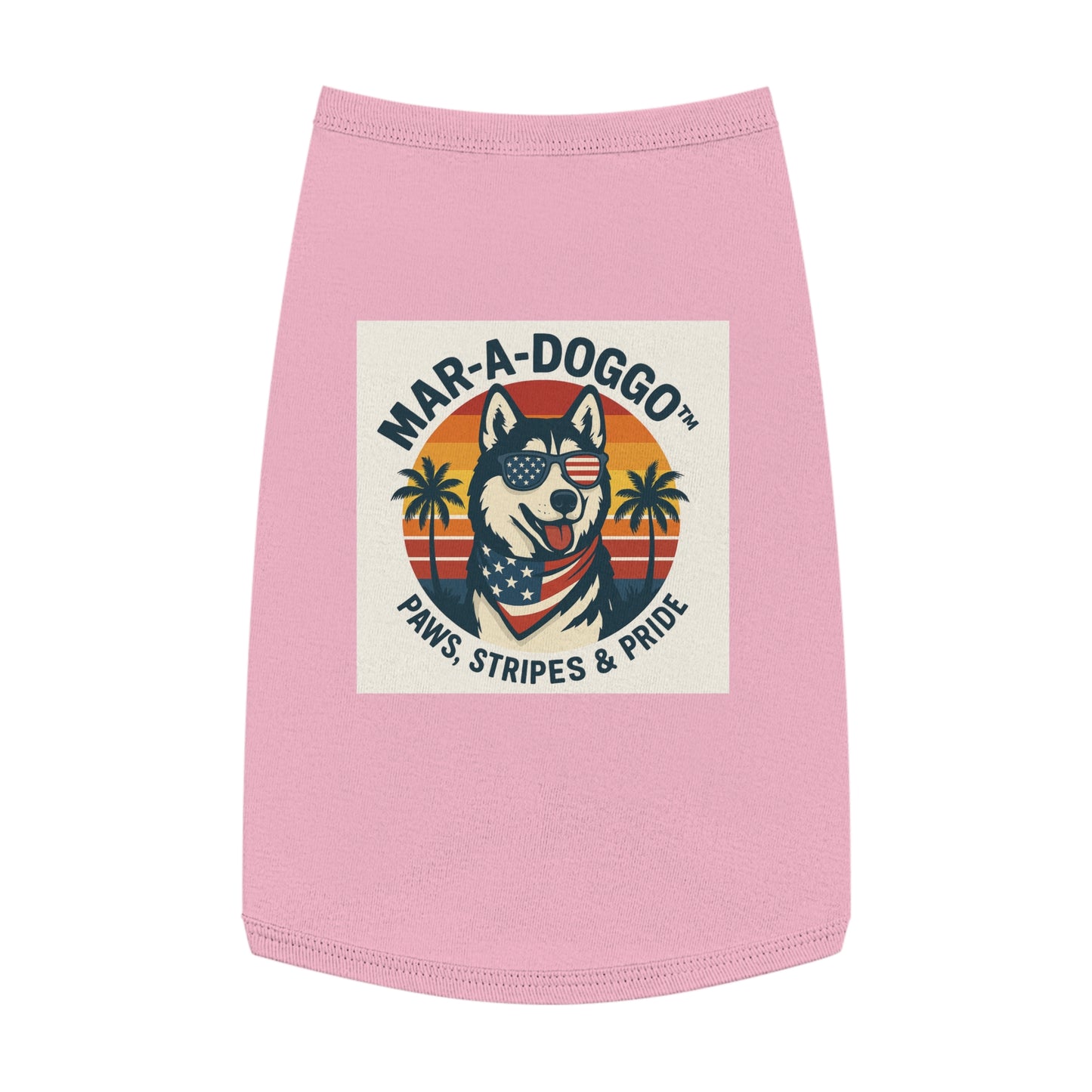 Dog Shirt - "Mar-A-Doggo: Paws, Stripes & Pride" Patriotic Husky Tank