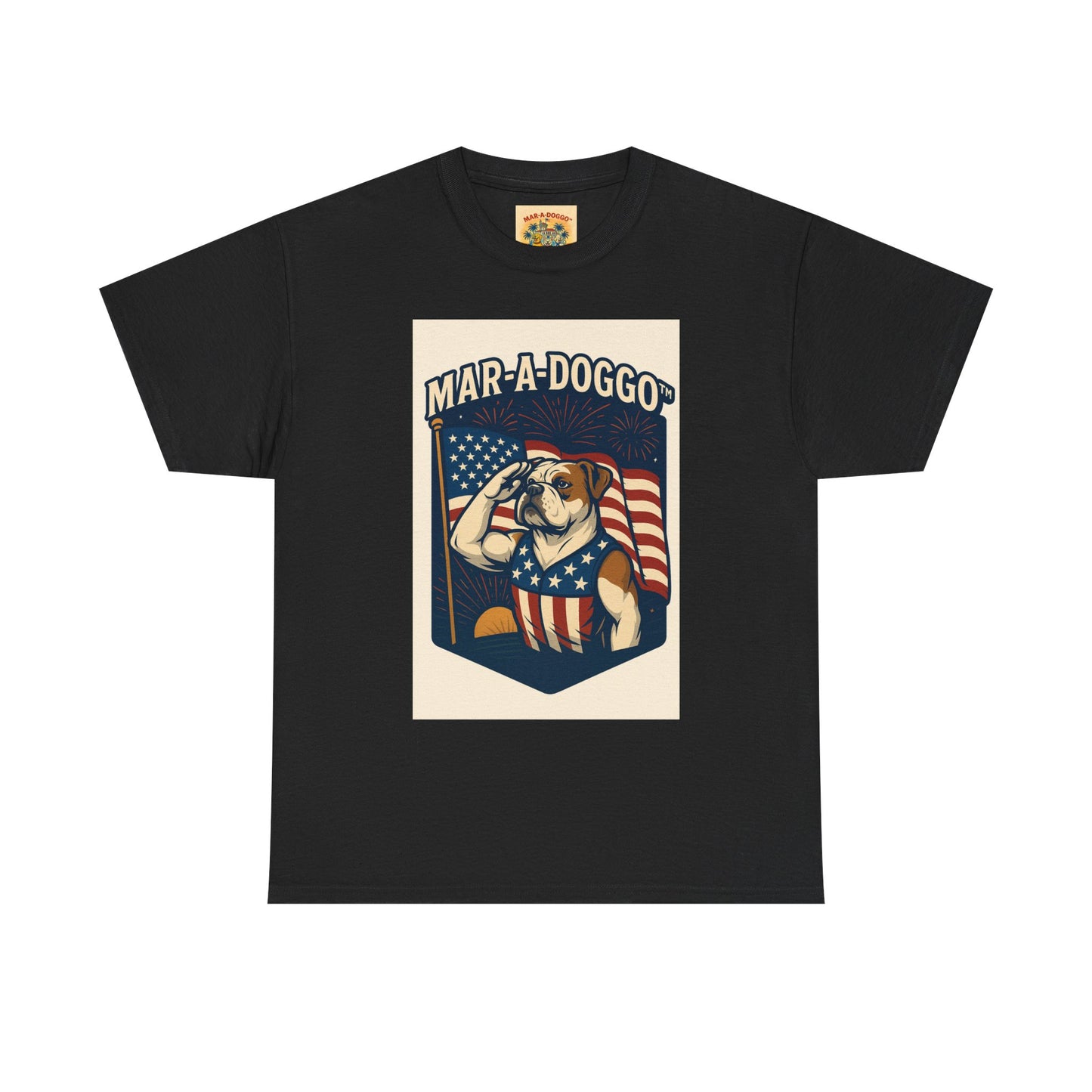 Mar-A-Doggo Patriotic Tee — American Flag Bulldog Graphic T-Shirt