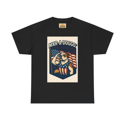 Mar-A-Doggo Patriotic Tee — American Flag Bulldog Graphic T-Shirt