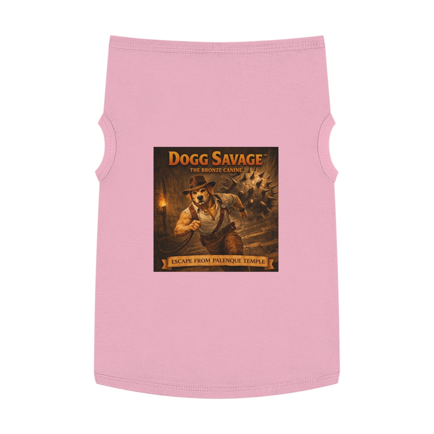 Dog Tank Top — "Dogg Savage: Escape from Palenque Temple" Adventure Graphic Dog Shirt