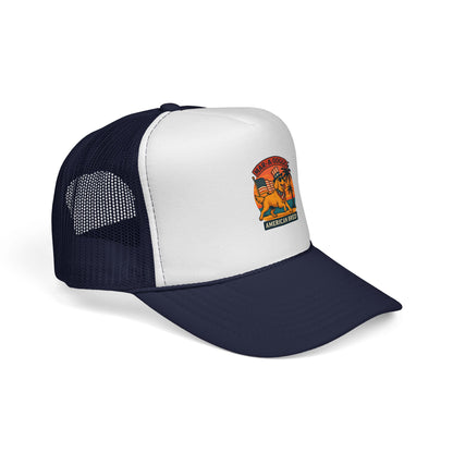 American Bulldog Trucker Hat — 'American Bred' Retro Beach Patch Cap