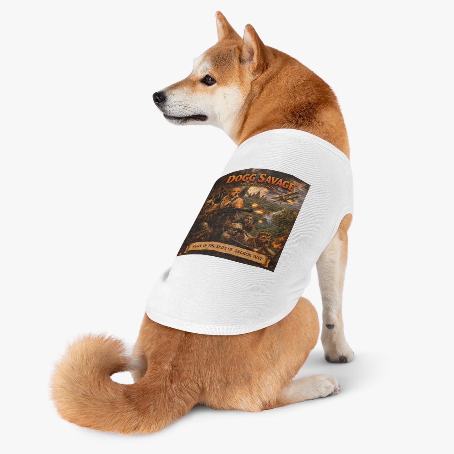 Pet Tank Top — "Dogg Savage: Fury in the Skies of Angkor Wat" Military Print Dog Shirt