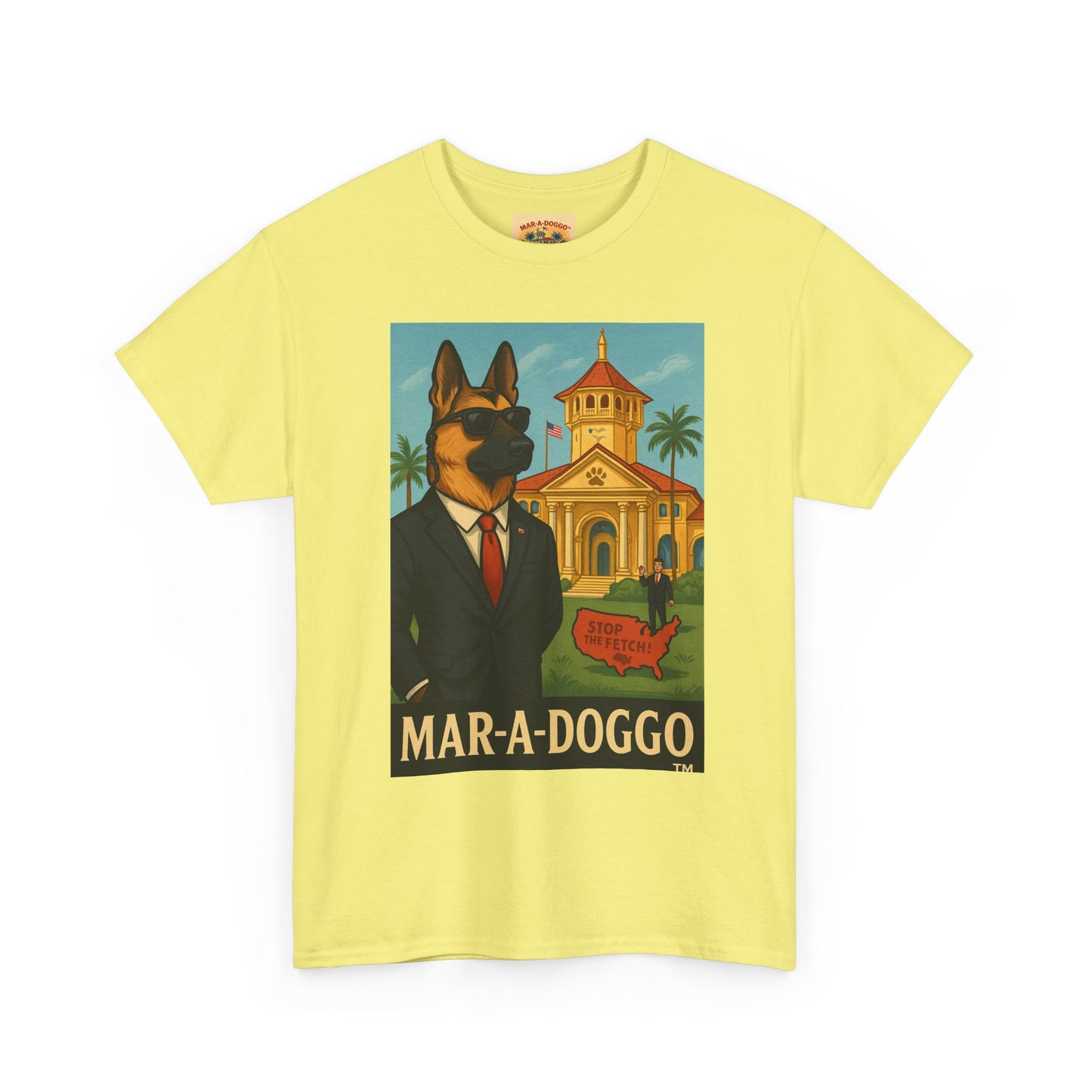 Mar-A-Doggo Graphic Tee — Vintage Resort Dog Print