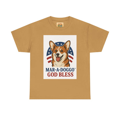 Patriotic Corgi Tee – “Mar-A-Doggo God Bless” Graphic Shirt
