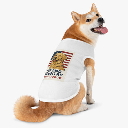 Pup and Country Dog Tank — Patriotic Golden Retriever Pet Tank Top