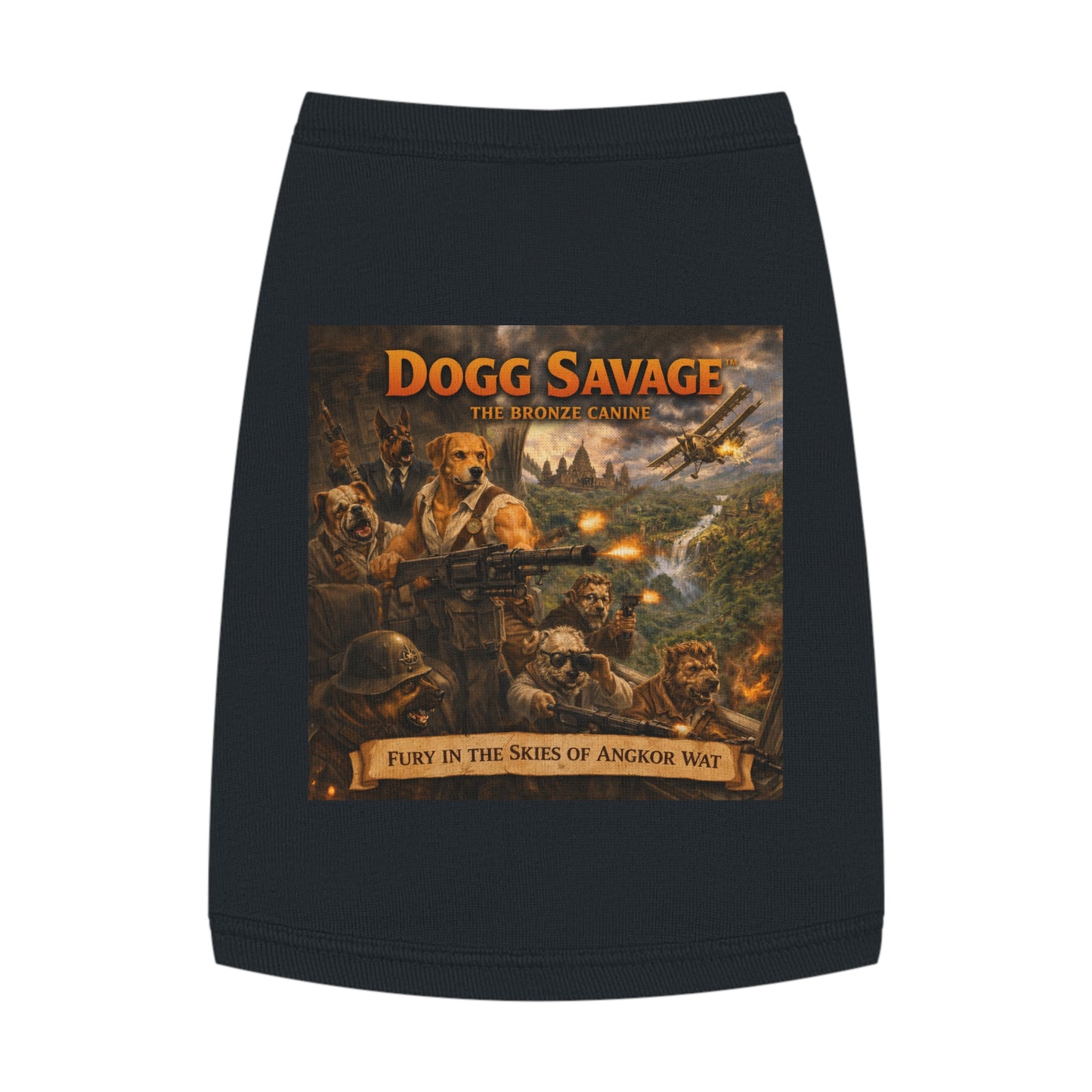 Pet Tank Top — "Dogg Savage: Fury in the Skies of Angkor Wat" Military Print Dog Shirt