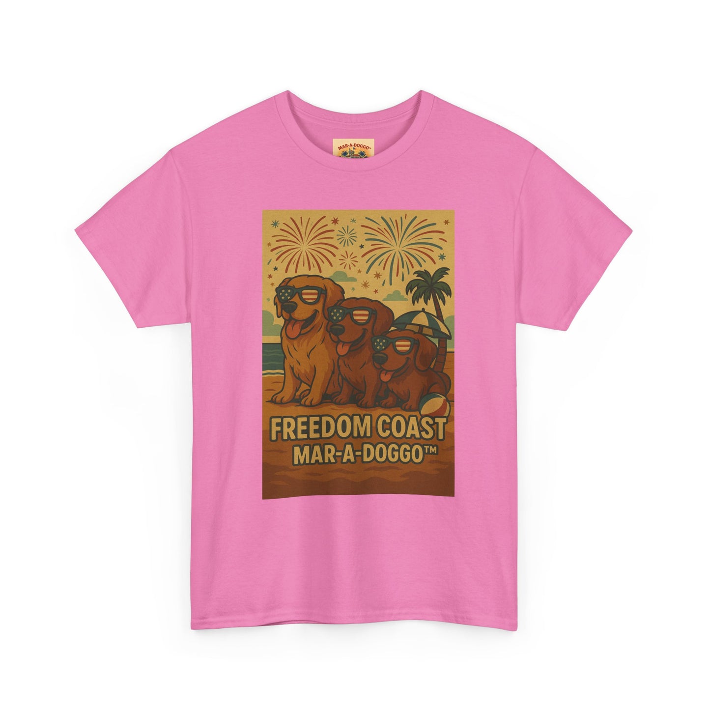 Freedom Coast Tee — "Mar-a-Doggo" Retro Beach Dog Graphic T-Shirt