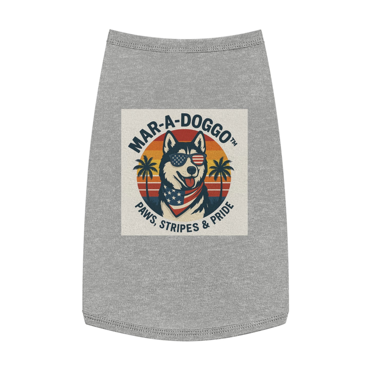 Dog Shirt - "Mar-A-Doggo: Paws, Stripes & Pride" Patriotic Husky Tank