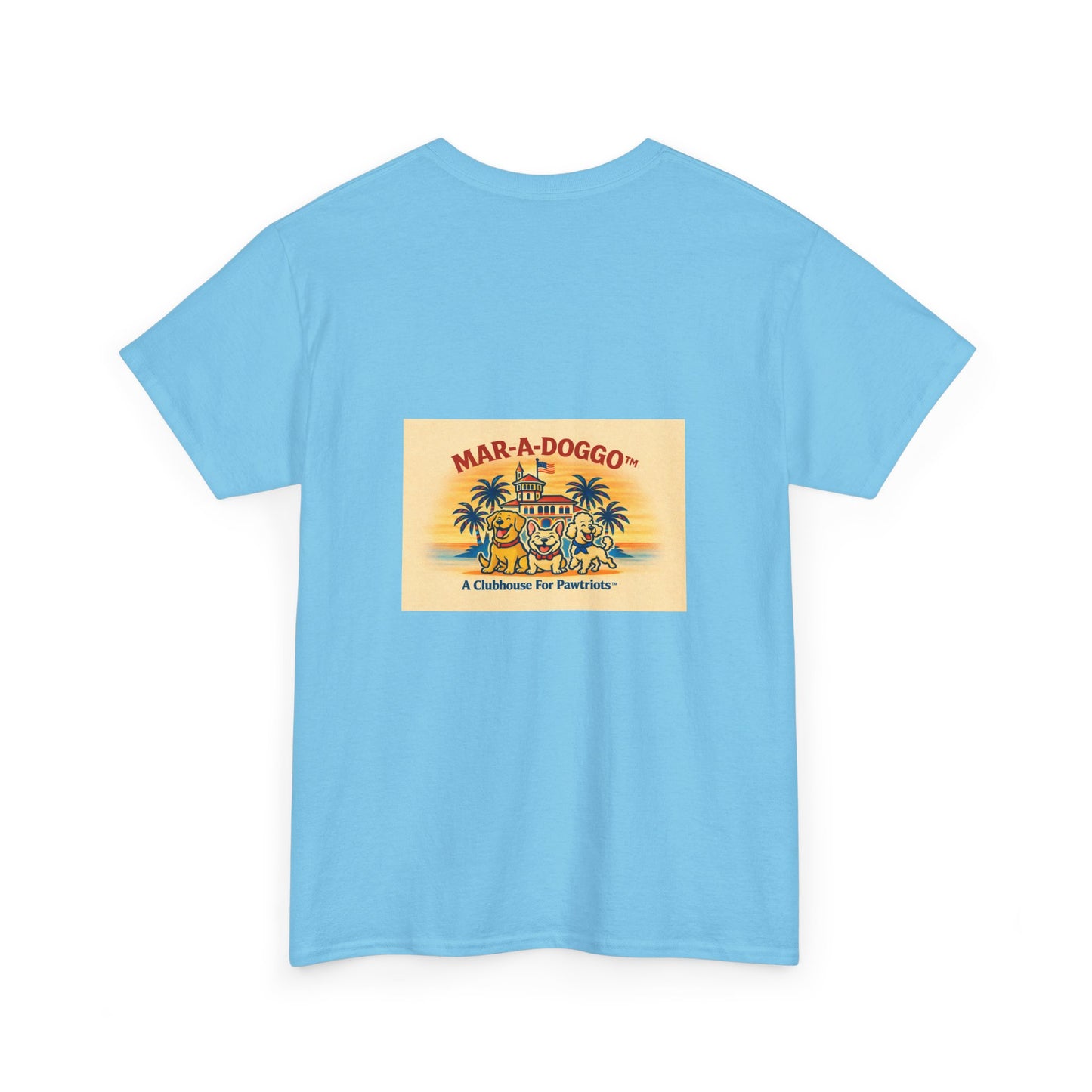 Mar-A-Doggo Retro Graphic Tee — Stars, Stripes & Spots Dog Lover T-Shirt