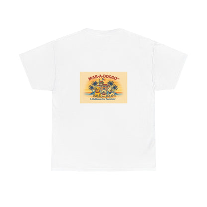 Mar-a-Doggo Tee — Patriotic Dog Graphic T-Shirt (Pointing Toward Freedom)