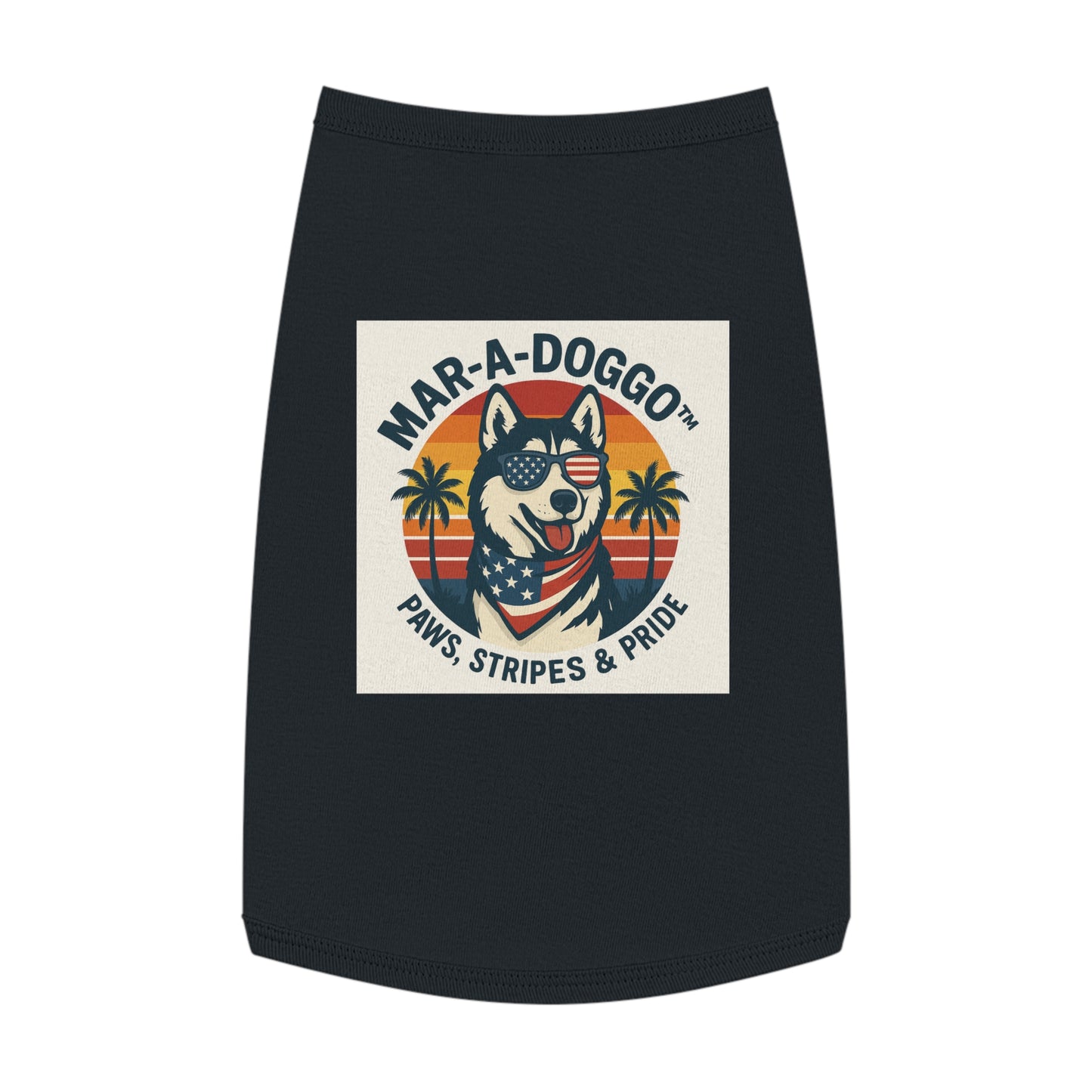 Dog Shirt - "Mar-A-Doggo: Paws, Stripes & Pride" Patriotic Husky Tank