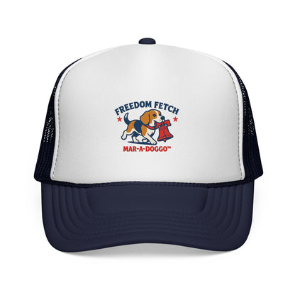 Freedom Fetch Trucker Cap — Patriotic Beagle 'Mar-A-Doggo' Mesh Hat