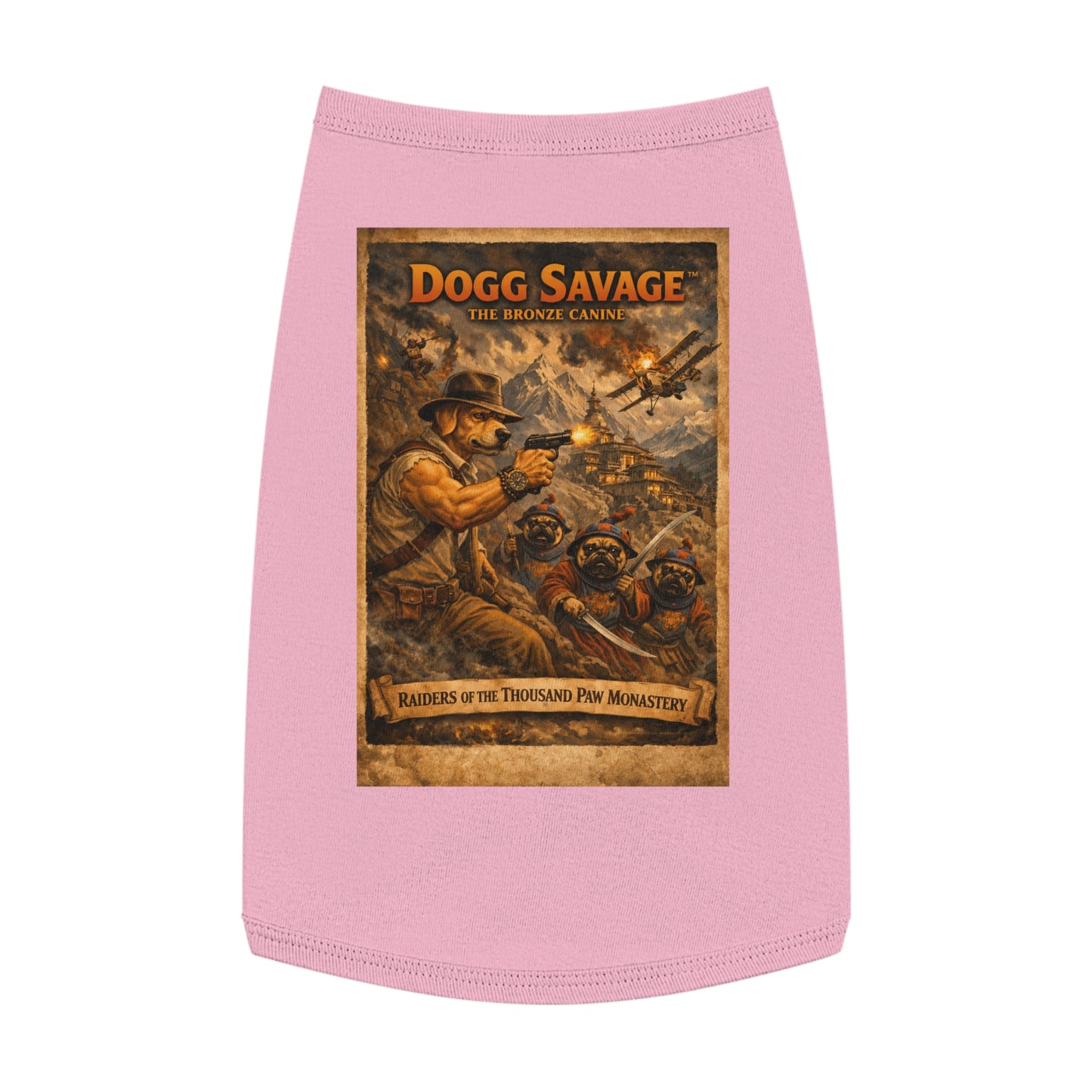 Dogg Savage Pet Tank Top — "Raiders of the Thousand Paw Monastery" Graphic Dog Shirt