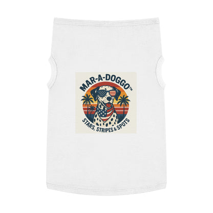 Patriotic Dog Tank Top - "Mar-A-Doggo" Stars, Stripes & Spots Dog Shirt