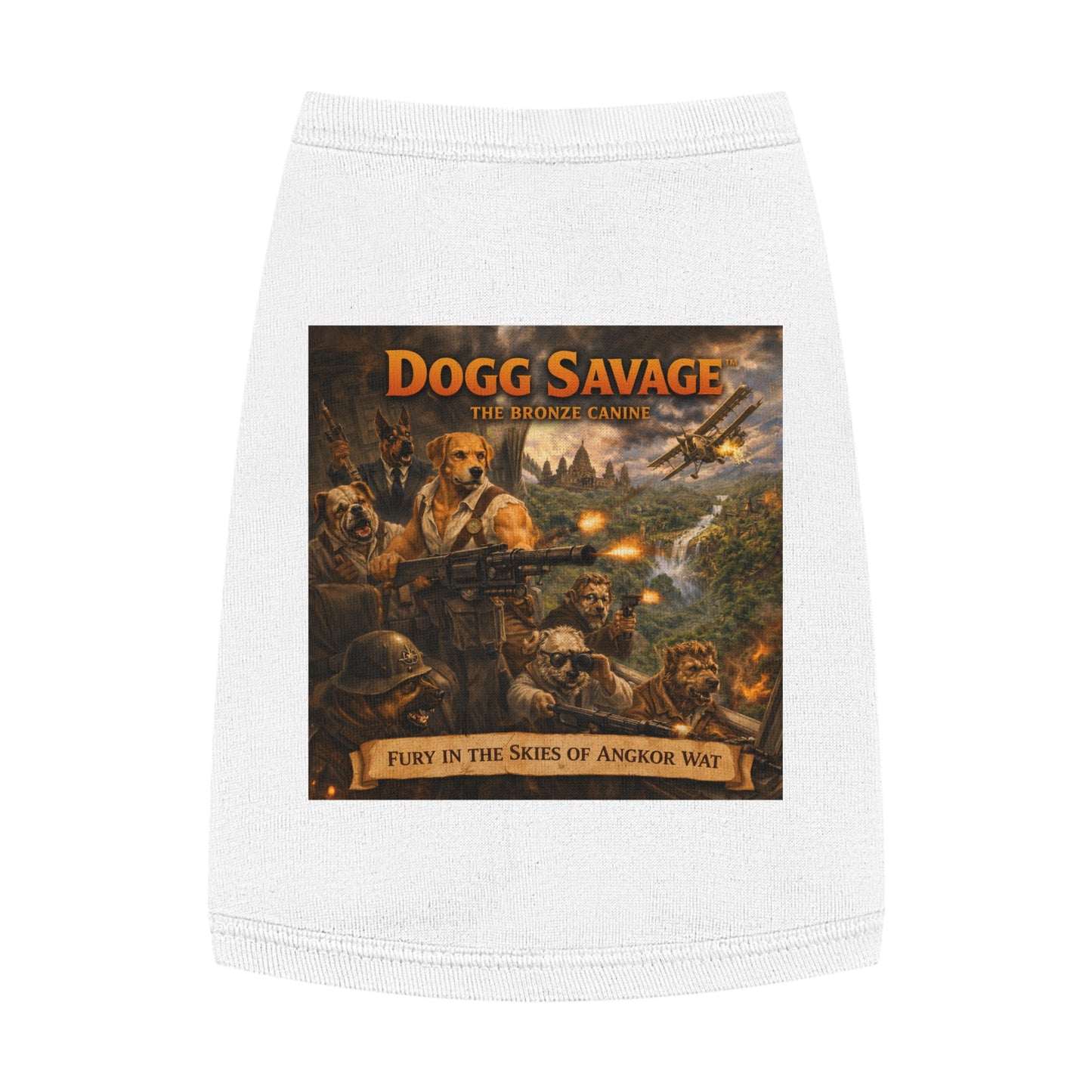 Pet Tank Top — "Dogg Savage: Fury in the Skies of Angkor Wat" Military Print Dog Shirt
