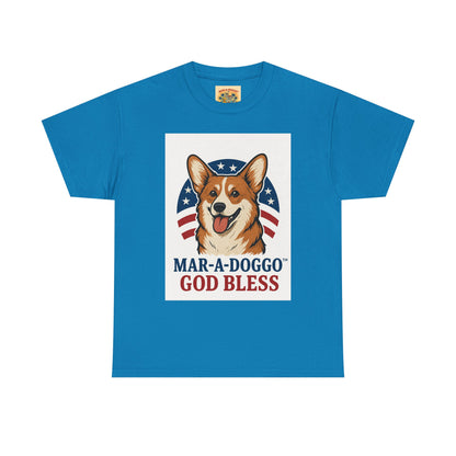 Patriotic Corgi Tee – “Mar-A-Doggo God Bless” Graphic Shirt