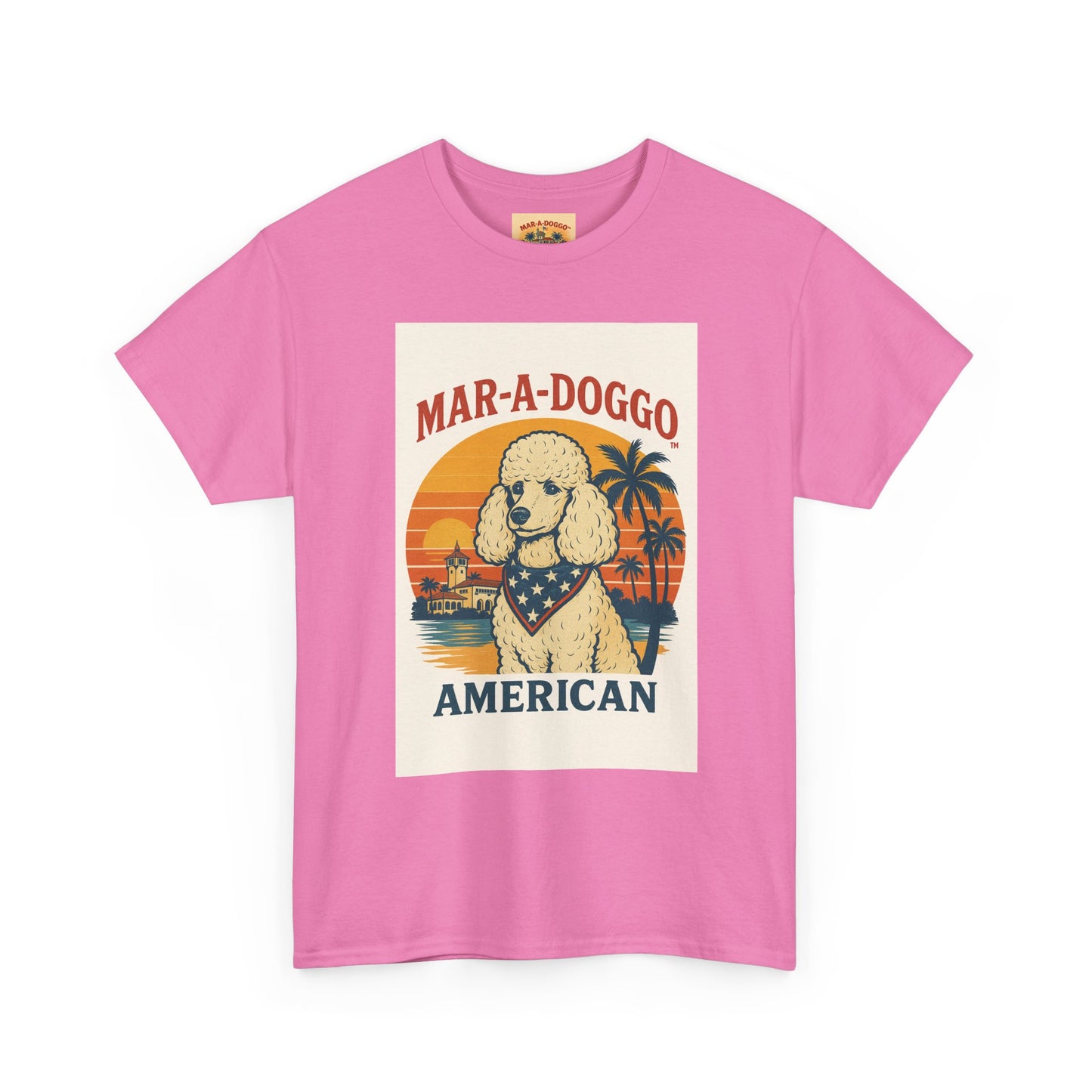 Mar-A-Doggo American T-Shirt — Retro Palm Beach Dog Graphic Tee