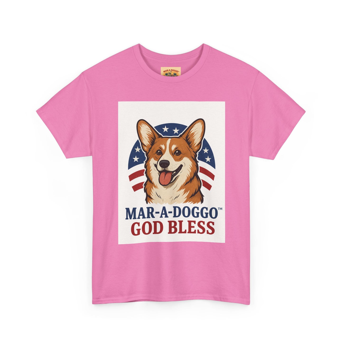 Patriotic Corgi Tee – “Mar-A-Doggo God Bless” Graphic Shirt