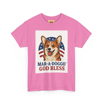 Patriotic Corgi Tee – “Mar-A-Doggo God Bless” Graphic Shirt