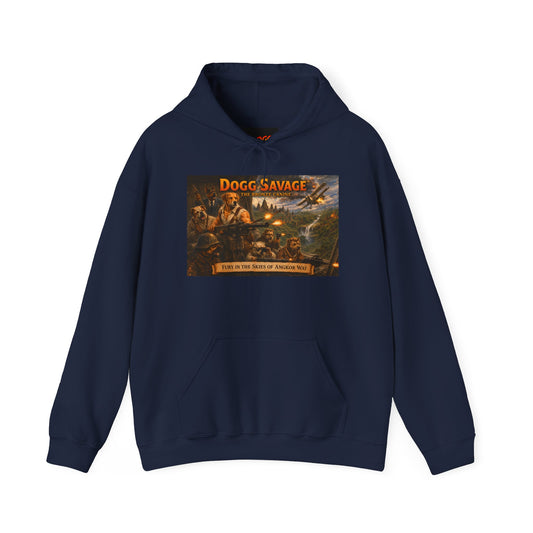 Dogg Savage Vintage Adventure Hoodie "Fury In The Skies Of Angkor Wat" — Retro Logo Pullover