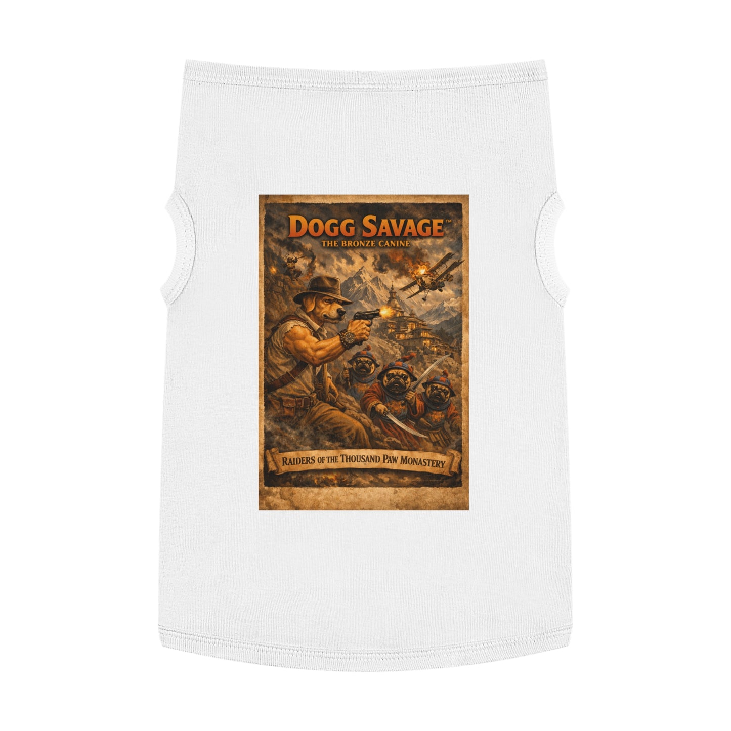 Dogg Savage Pet Tank Top — "Raiders of the Thousand Paw Monastery" Graphic Dog Shirt