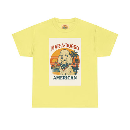 Mar-A-Doggo American T-Shirt — Retro Palm Beach Dog Graphic Tee