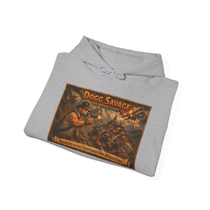 Dogg Savage Graphic Hoodie "Raiders Of The Thousand Paw Monastery" — Retro Band Logo Pullover