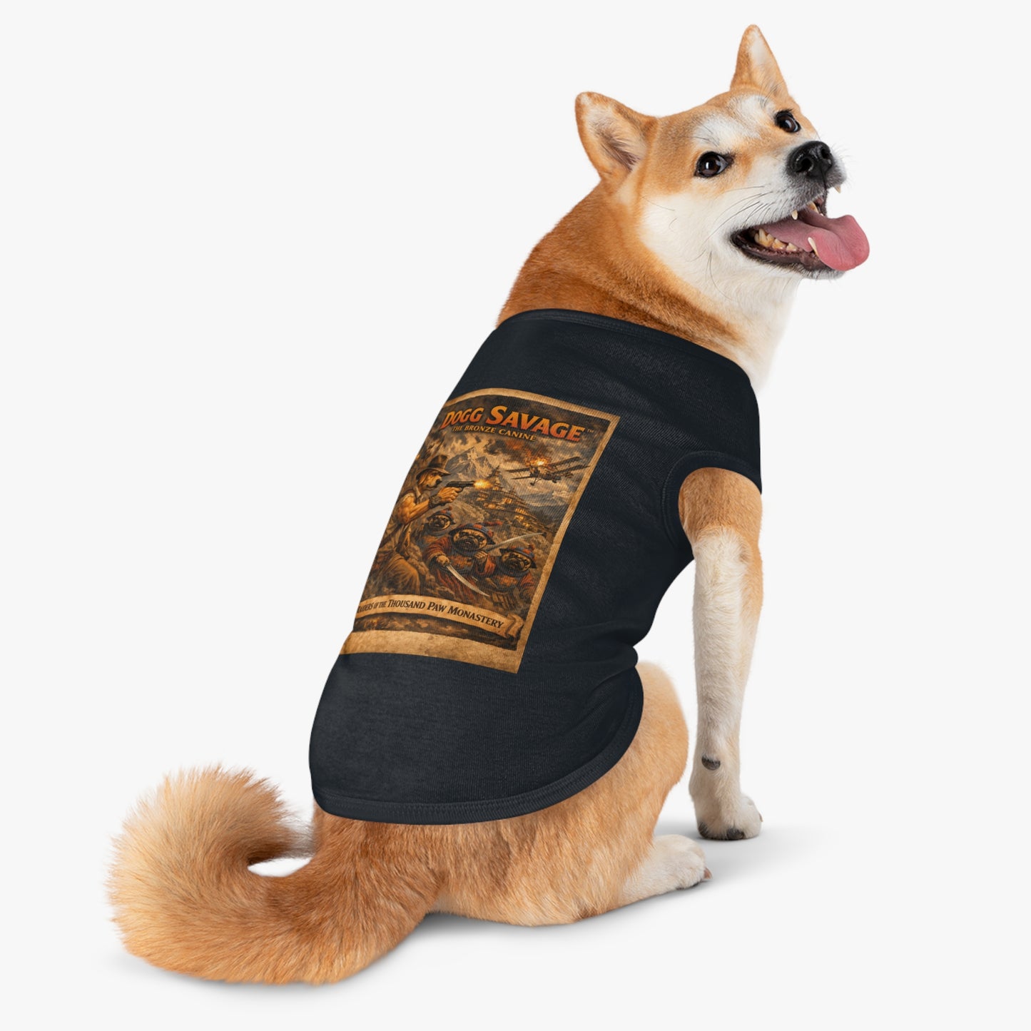 Dogg Savage Pet Tank Top — "Raiders of the Thousand Paw Monastery" Graphic Dog Shirt