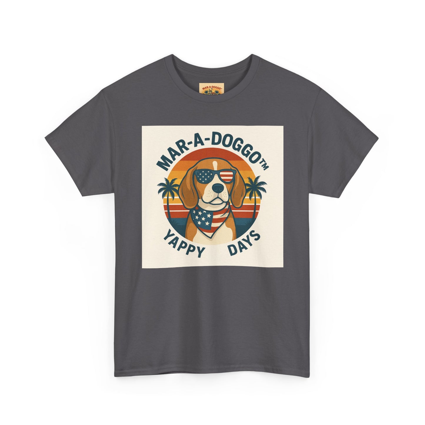 Mar-A-Doggo Tee – Retro Beach Dog Graphic T-Shirt (“Yappy Days”)