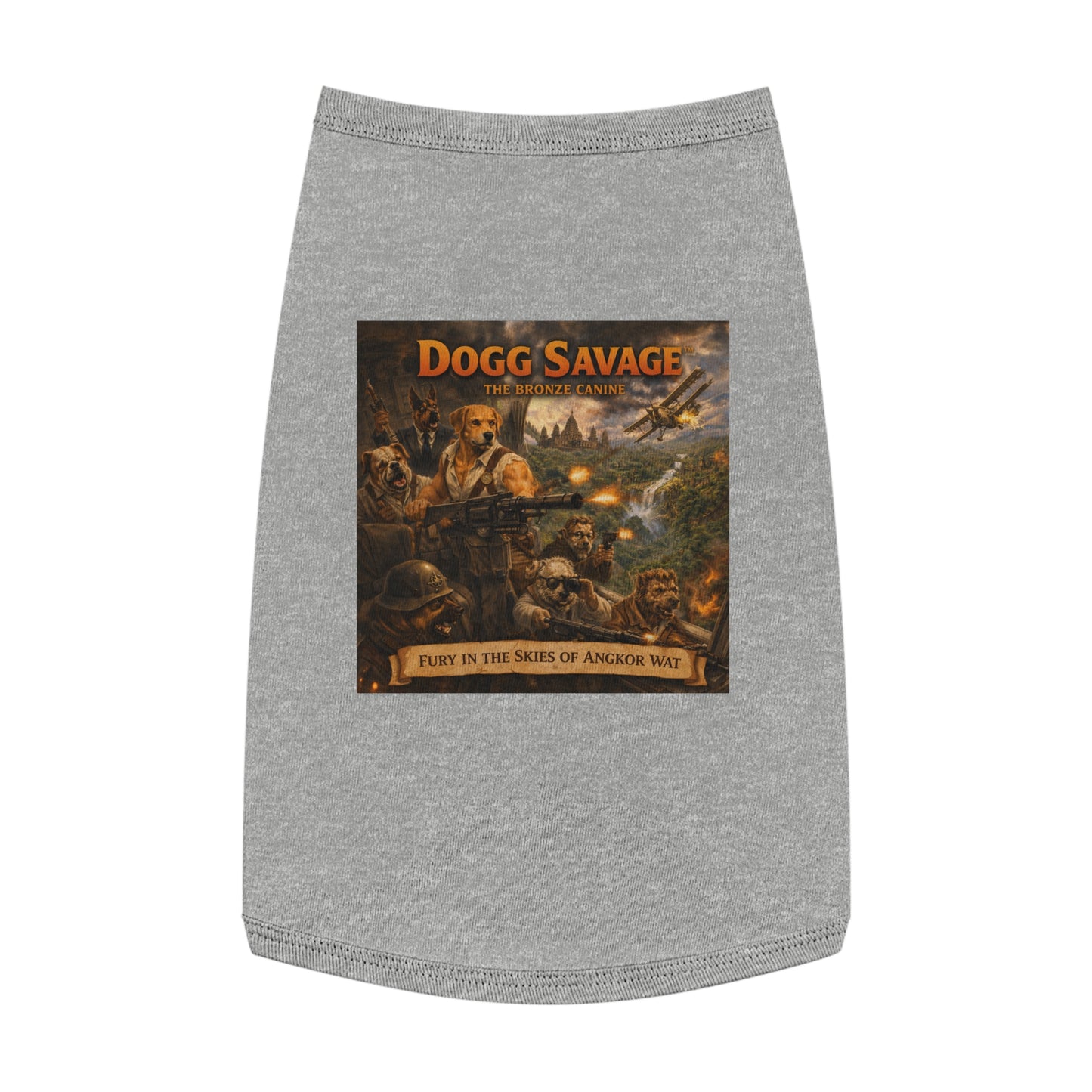 Pet Tank Top — "Dogg Savage: Fury in the Skies of Angkor Wat" Military Print Dog Shirt