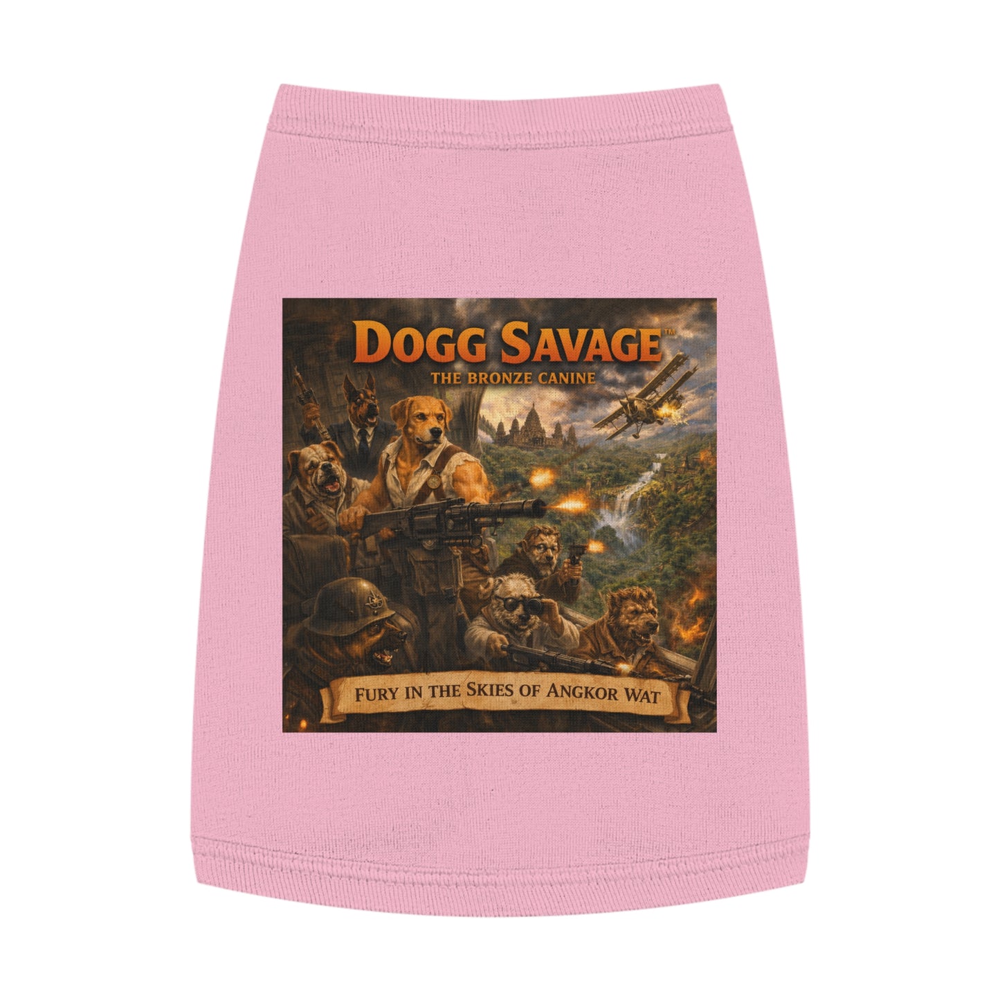 Pet Tank Top — "Dogg Savage: Fury in the Skies of Angkor Wat" Military Print Dog Shirt