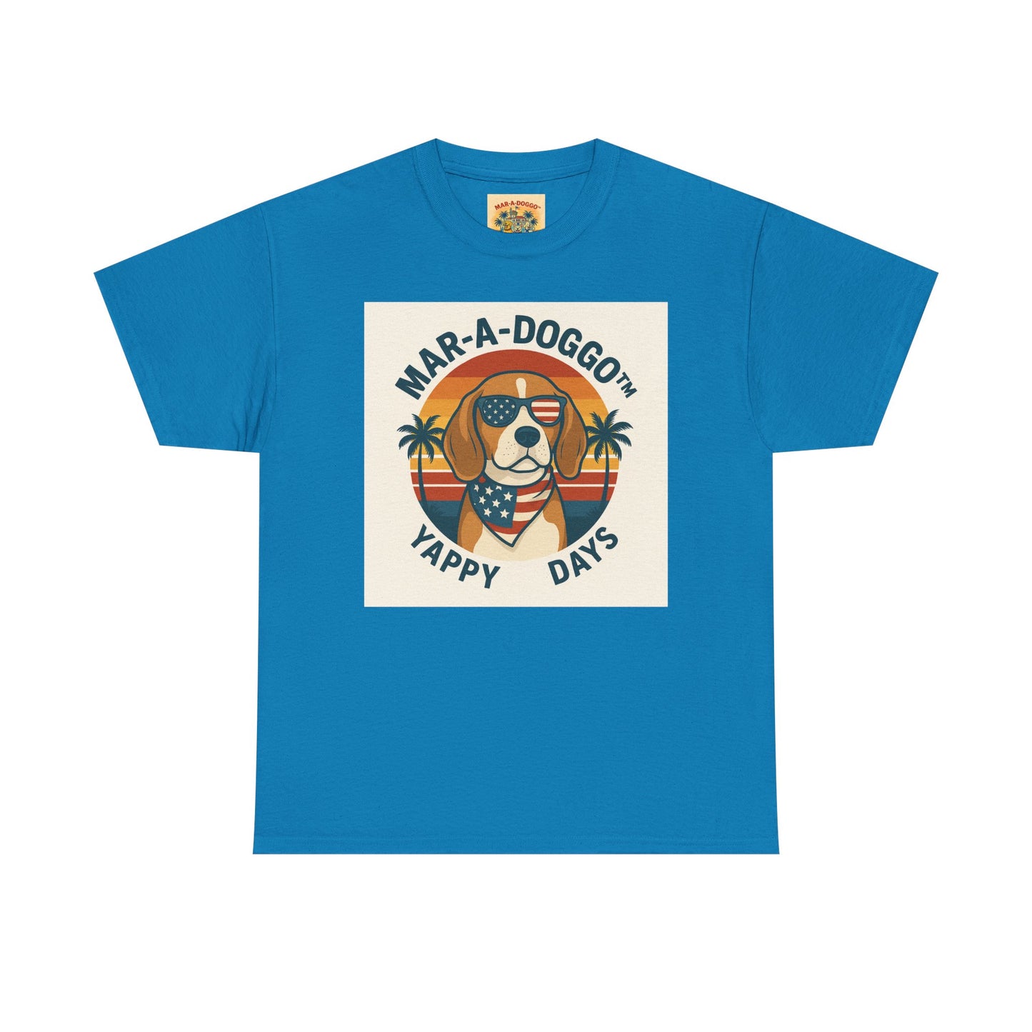 Mar-A-Doggo Tee – Retro Beach Dog Graphic T-Shirt (“Yappy Days”)