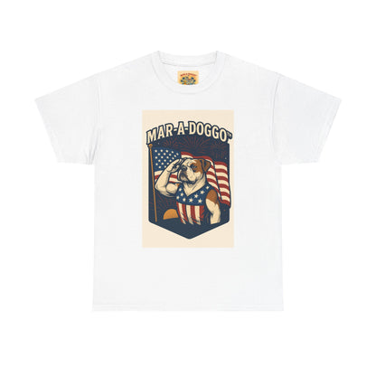 Mar-A-Doggo Patriotic Tee — American Flag Bulldog Graphic T-Shirt