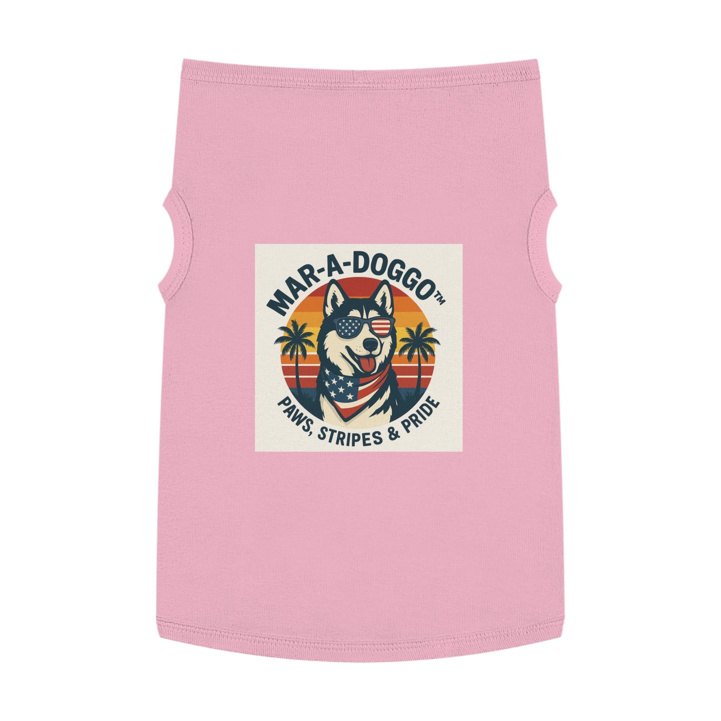 Dog Shirt - "Mar-A-Doggo: Paws, Stripes & Pride" Patriotic Husky Tank