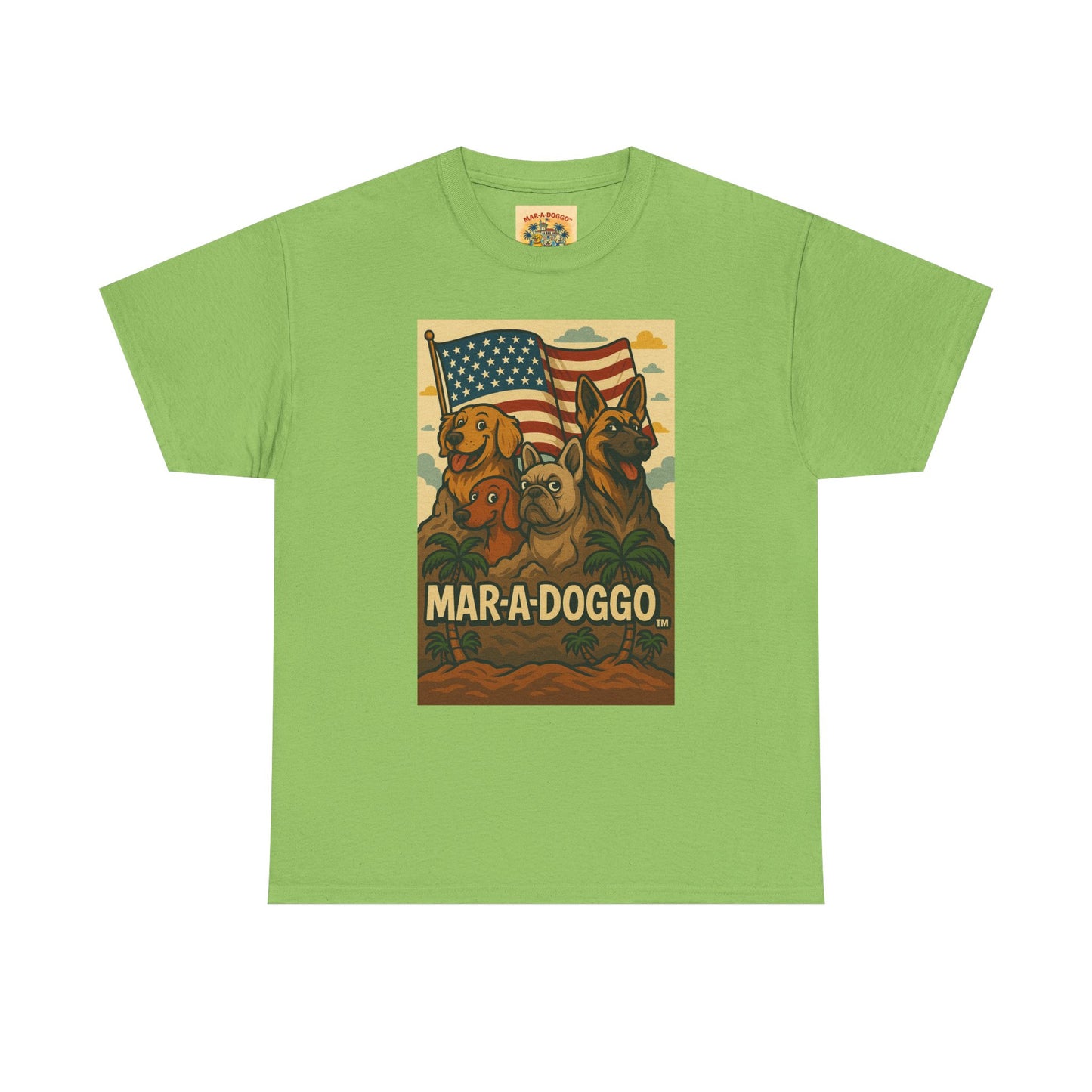 Mar-a-Doggo Patriotic Dog Tee — Vintage American Flag Dog Graphic T-Shirt