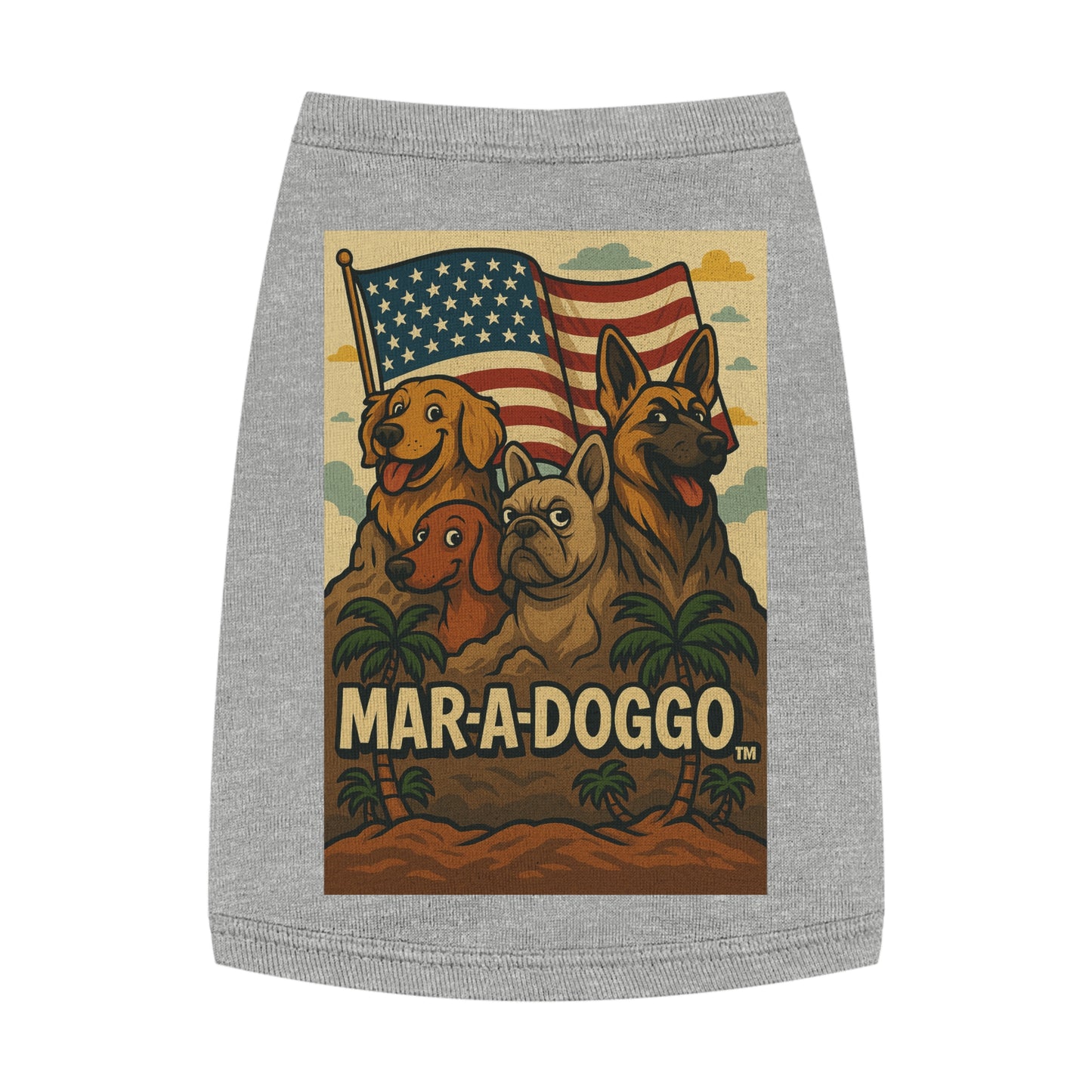 Patriotic 'Mar-a-Doggo' Pet Tank Top — American Flag Dog Shirt