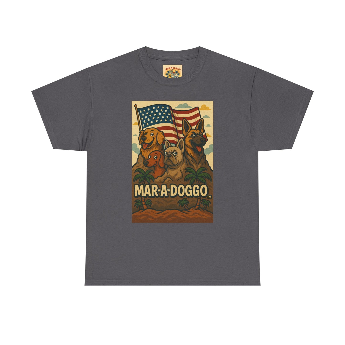 Mar-a-Doggo Patriotic Dog Tee — Vintage American Flag Dog Graphic T-Shirt