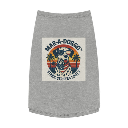 Patriotic Dog Tank Top - "Mar-A-Doggo" Stars, Stripes & Spots Dog Shirt