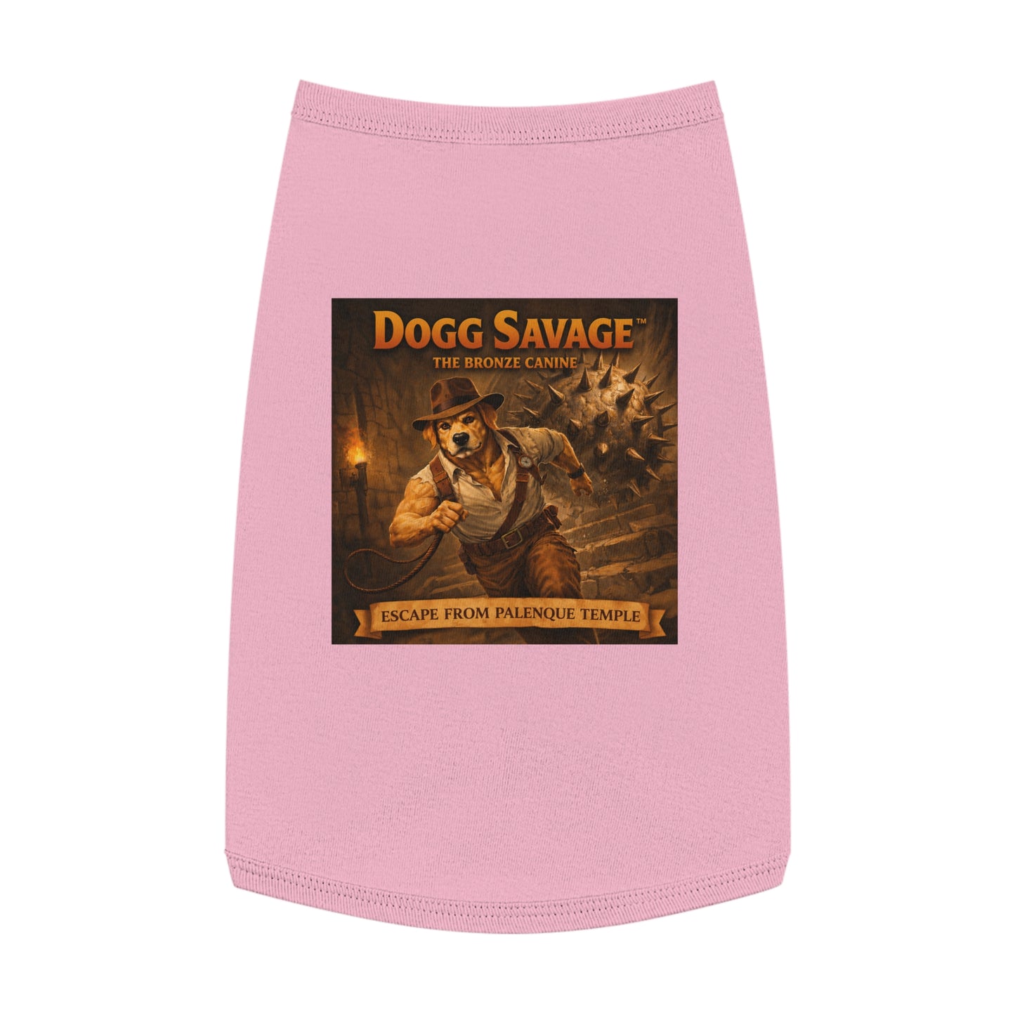 Dog Tank Top — "Dogg Savage: Escape from Palenque Temple" Adventure Graphic Dog Shirt