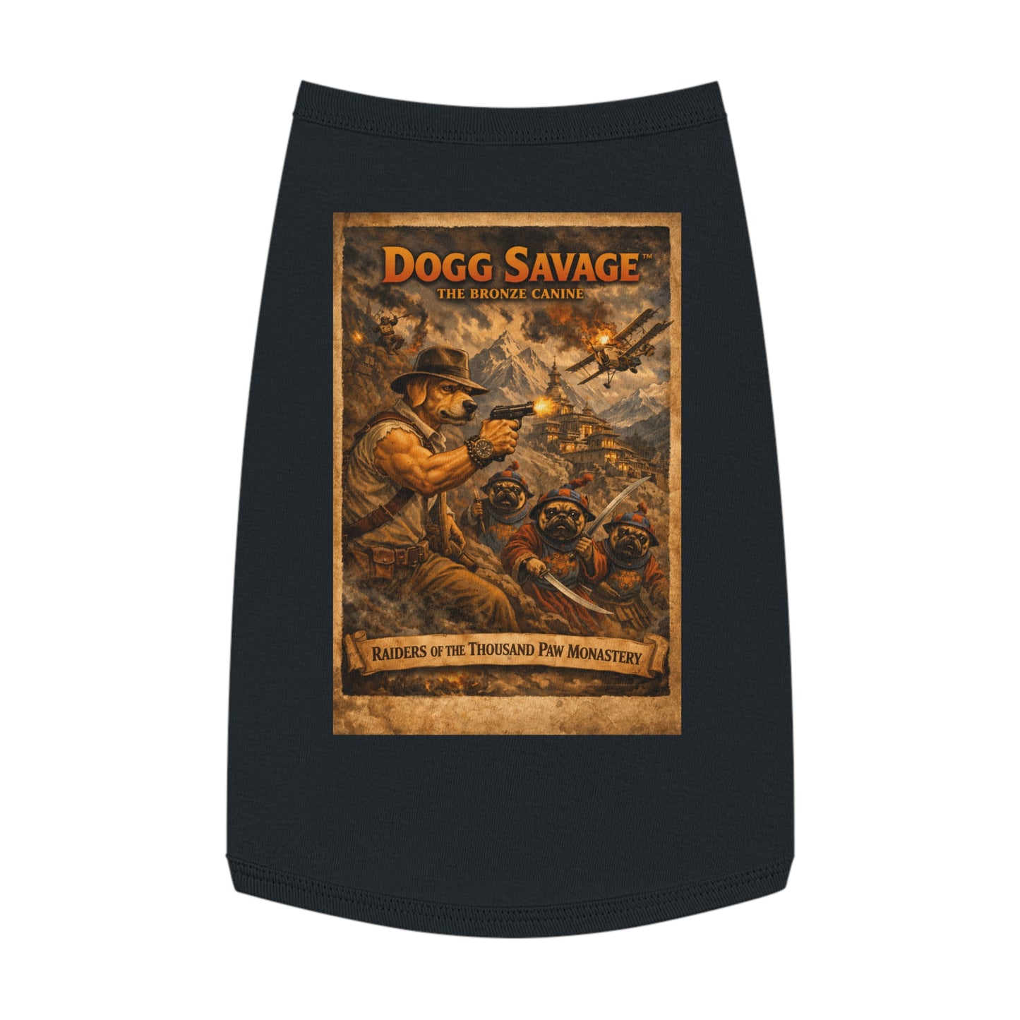 Dogg Savage Pet Tank Top — "Raiders of the Thousand Paw Monastery" Graphic Dog Shirt