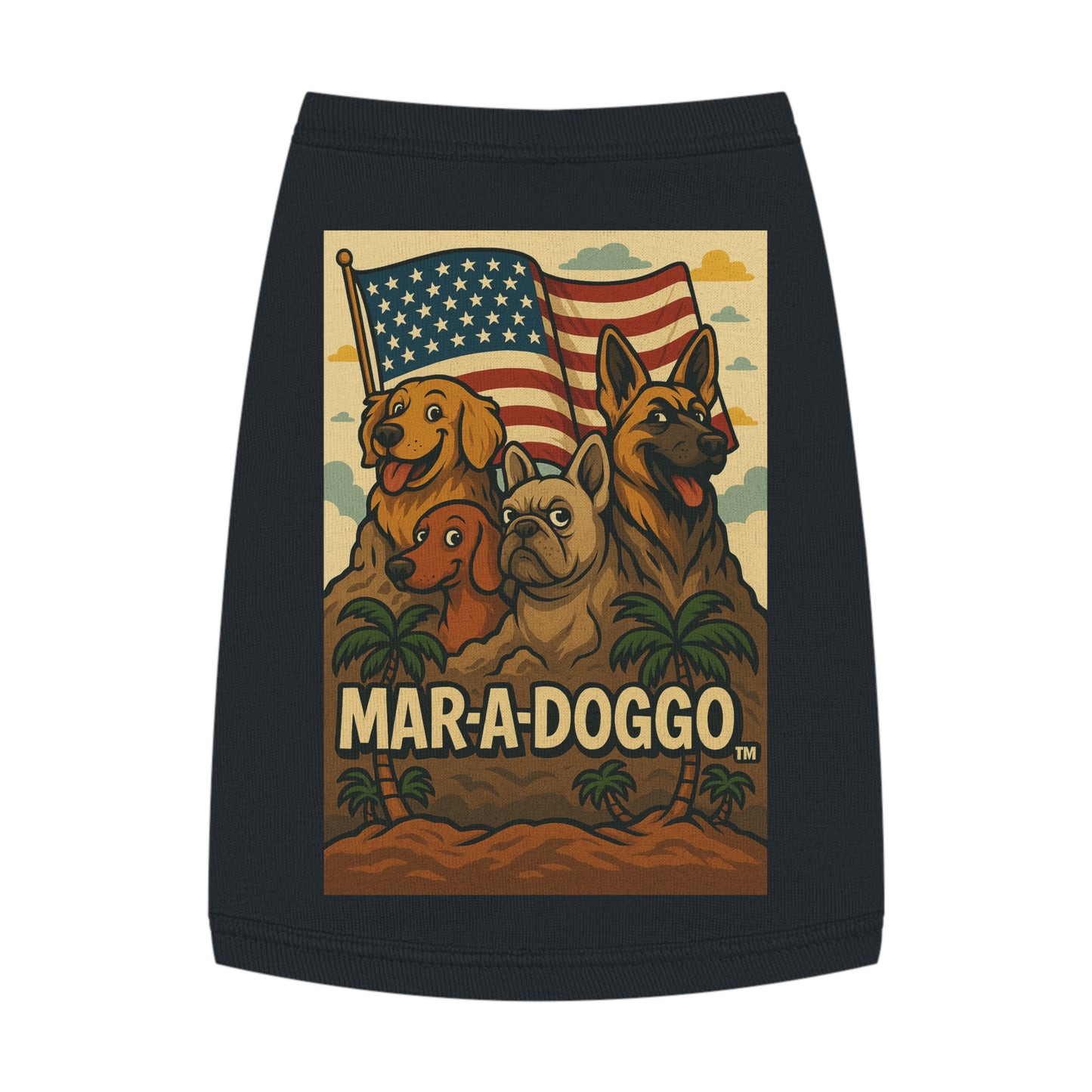 Patriotic 'Mar-a-Doggo' Pet Tank Top — American Flag Dog Shirt