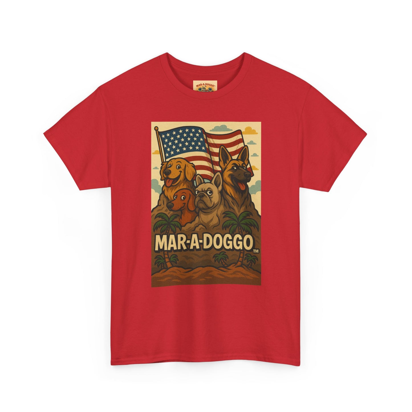 Mar-a-Doggo Patriotic Dog Tee — Vintage American Flag Dog Graphic T-Shirt