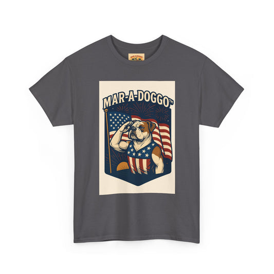 Mar-A-Doggo Patriotic Tee — American Flag Bulldog Graphic T-Shirt