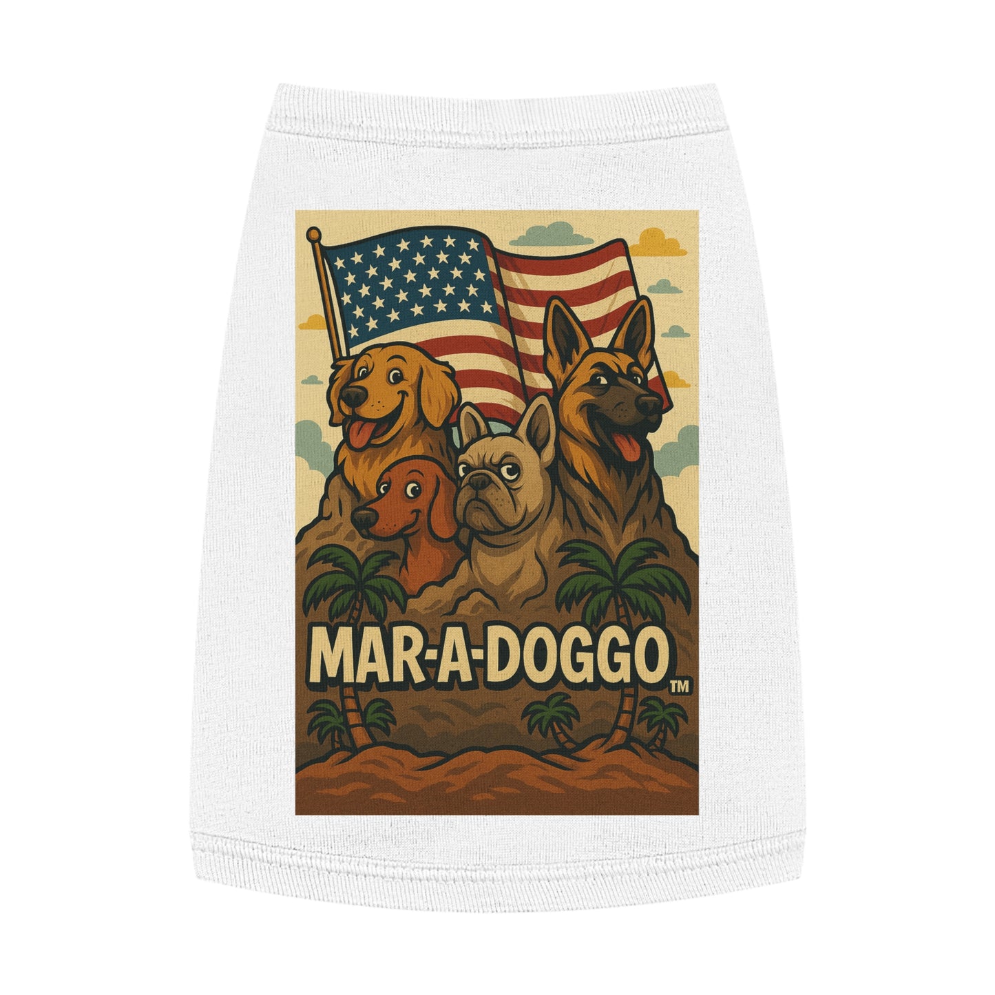 Patriotic 'Mar-a-Doggo' Pet Tank Top — American Flag Dog Shirt