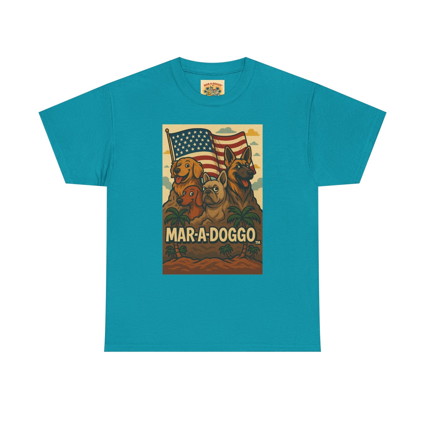 Mar-a-Doggo Patriotic Dog Tee — Vintage American Flag Dog Graphic T-Shirt