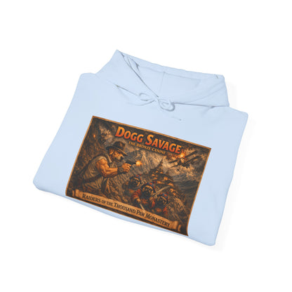 Dogg Savage Graphic Hoodie "Raiders Of The Thousand Paw Monastery" — Retro Band Logo Pullover