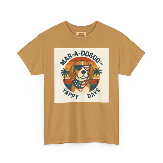 Mar-A-Doggo Tee – Retro Beach Dog Graphic T-Shirt (“Yappy Days”)