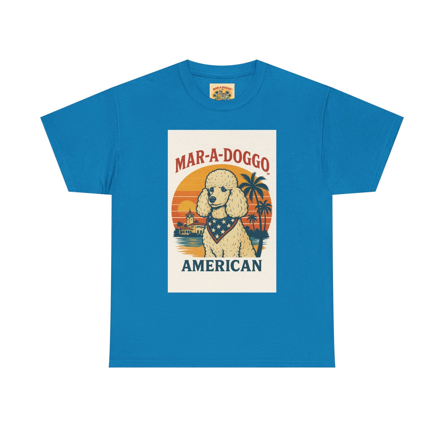 Mar-A-Doggo American T-Shirt — Retro Palm Beach Dog Graphic Tee