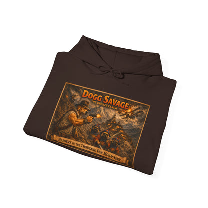 Dogg Savage Graphic Hoodie "Raiders Of The Thousand Paw Monastery" — Retro Band Logo Pullover